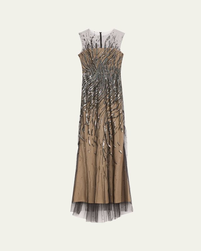 Tulle Bead Sequined Gown